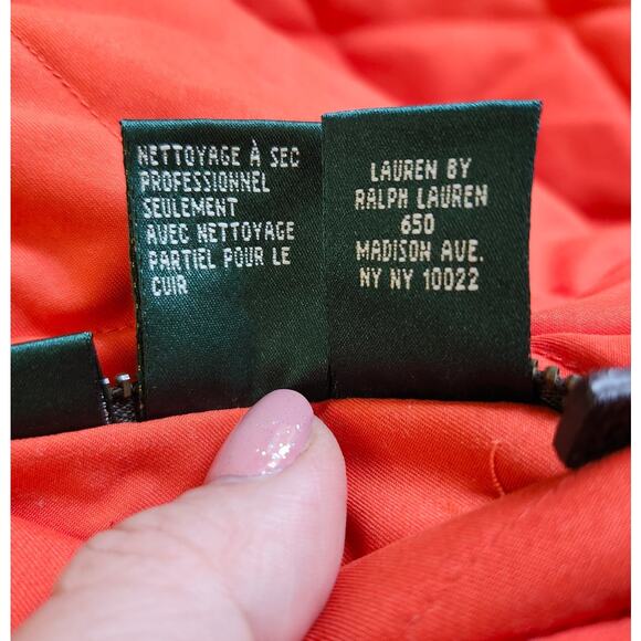 Vintage Ralph Lauren Large Reversible Green/Orange Hunting Utility Vest Quilted - Picture 9 of 9